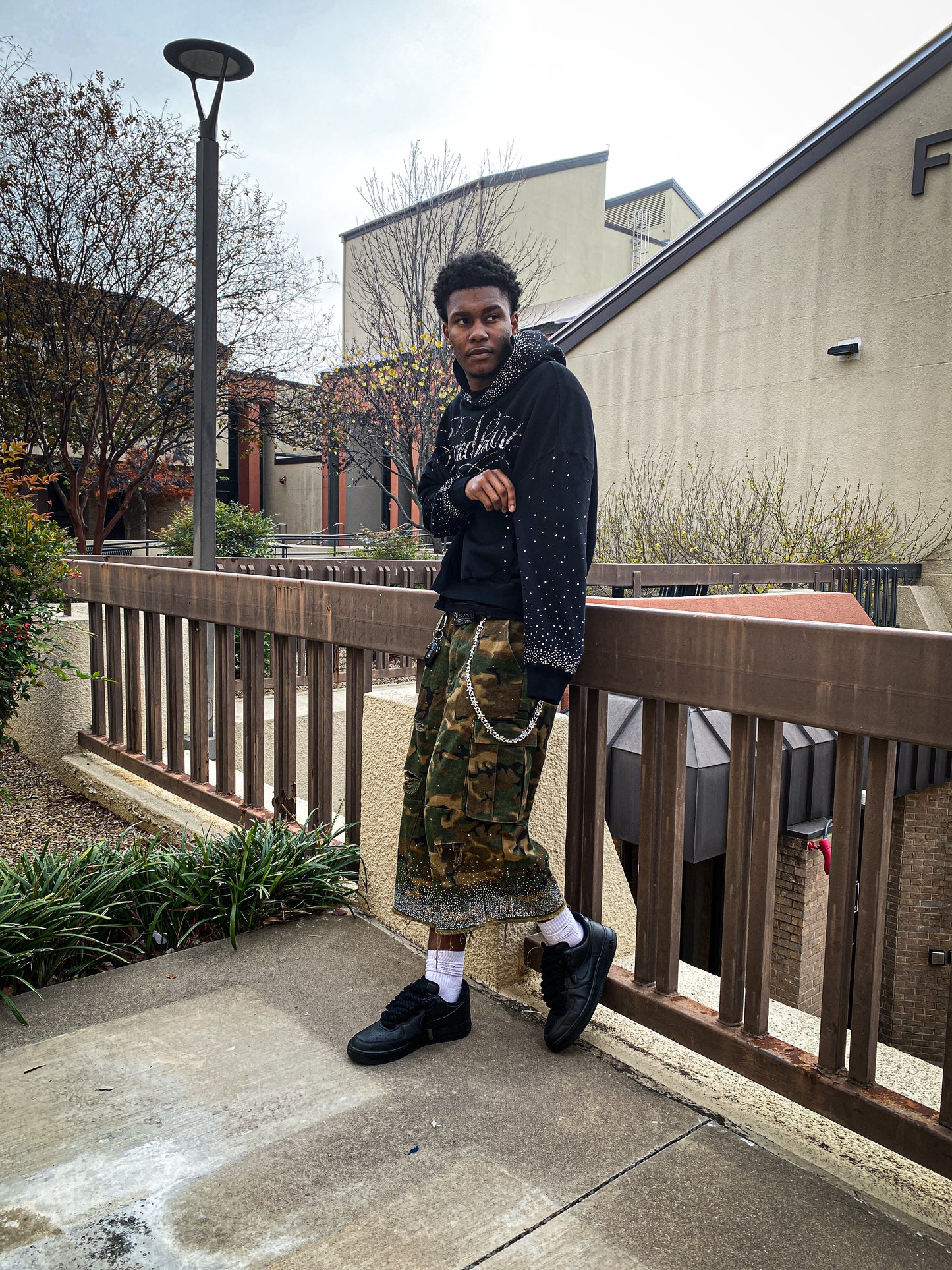 Kamo Rhinestone Cargo Jorts