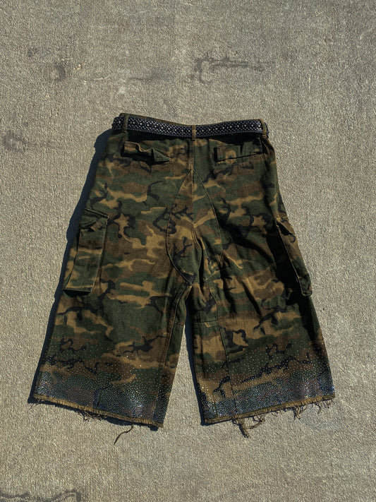 Kamo Rhinestone Cargo Jorts