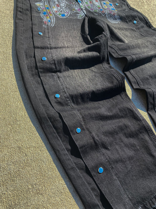 "Bling" Jesus Distressed Snap Denim