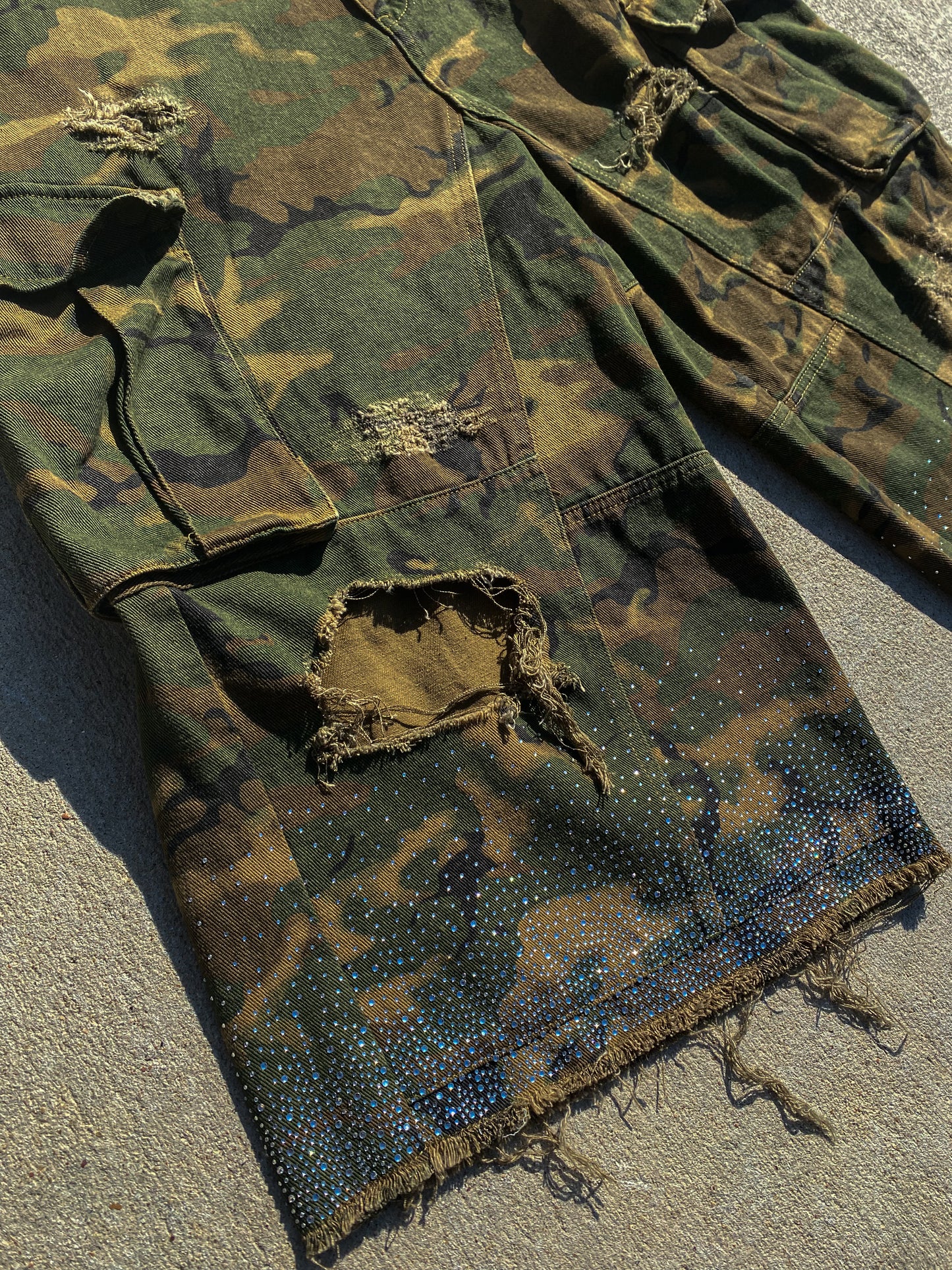 Kamo Rhinestone Cargo Jorts