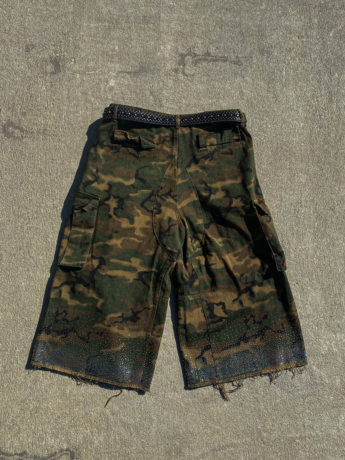 Kamo Rhinestone Cargo Jorts
