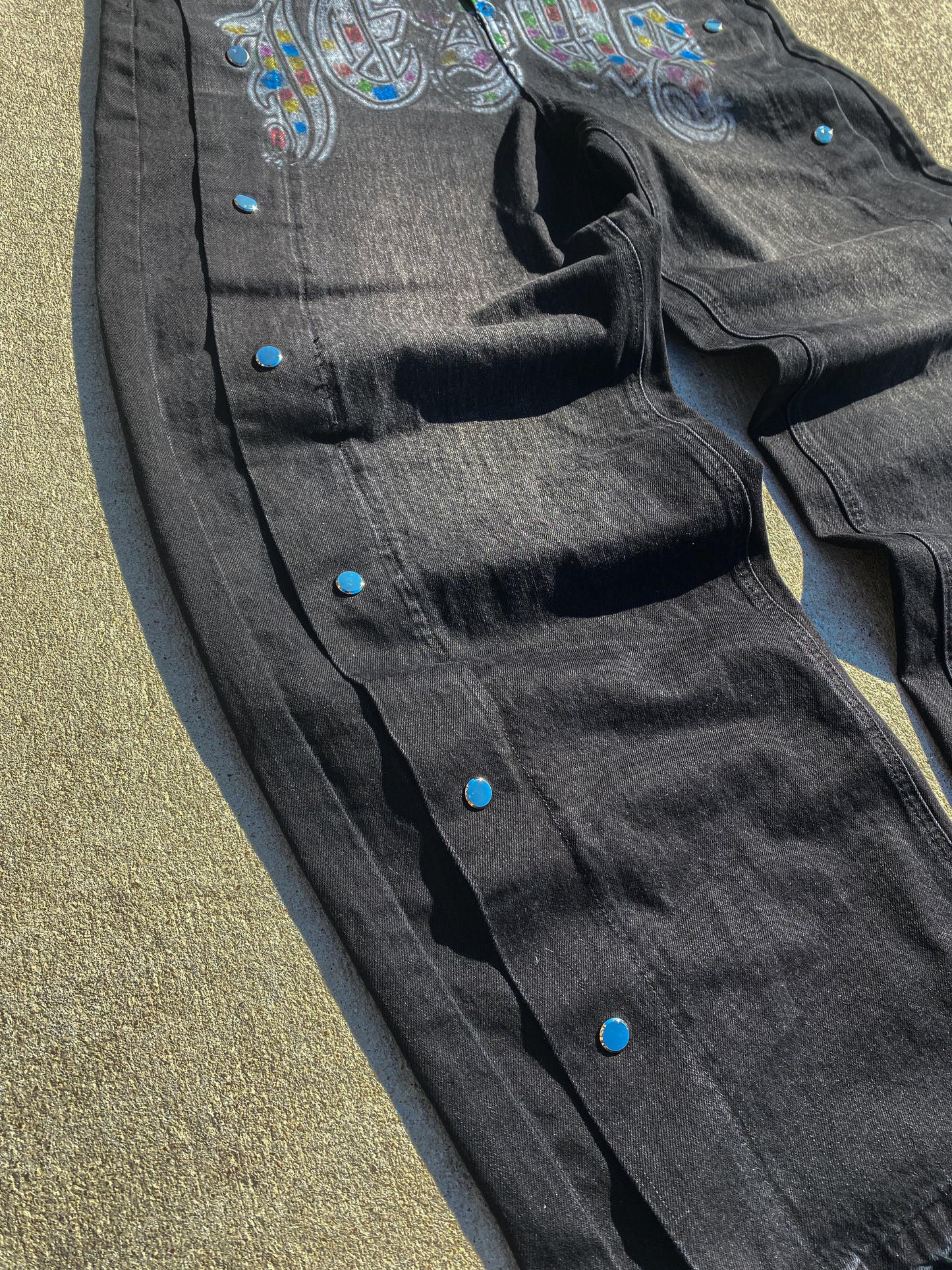 "Bling" Jesus Distressed Snap Denim